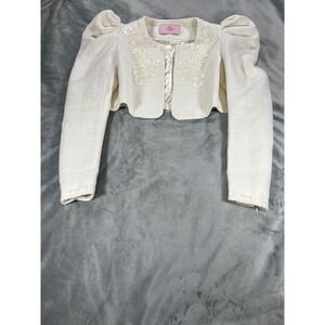 SOLDLacemade Collection White Cropped Jacket Puff Sleeve Bridgerton Cottagecore